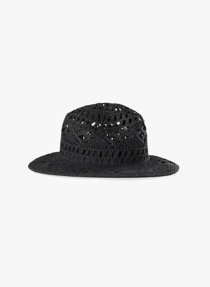 Classic black openwork hat