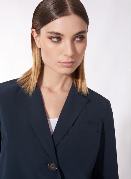 Rainproof technical nylon blue overcoat