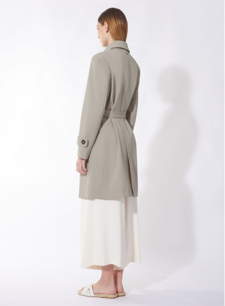 Satin tech double breasted grey trench coat