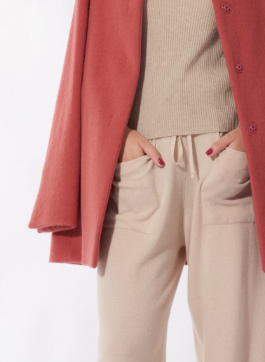 Short dark pink wool and alpaca coat with high stand up collar