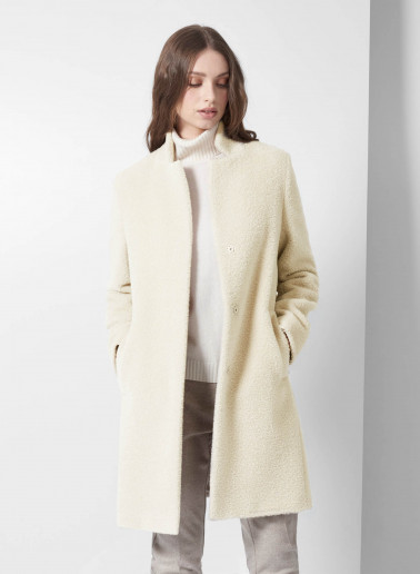 White wool and alpaca coat with inverted notch collar