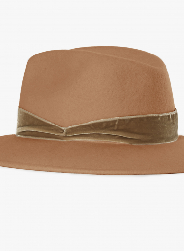 Camel wool felt fedora hat