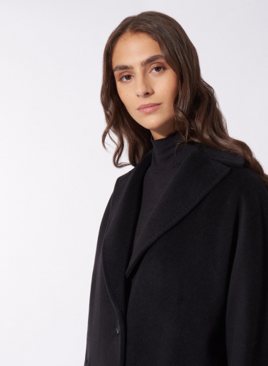 Oversized black pure wool maxi coat