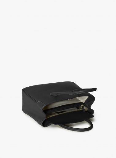 Black genuine leather tote bag