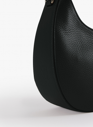 Half moon black genuine leather bag