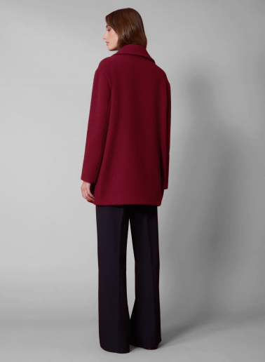 Ruby red wool peacoat with notch collar