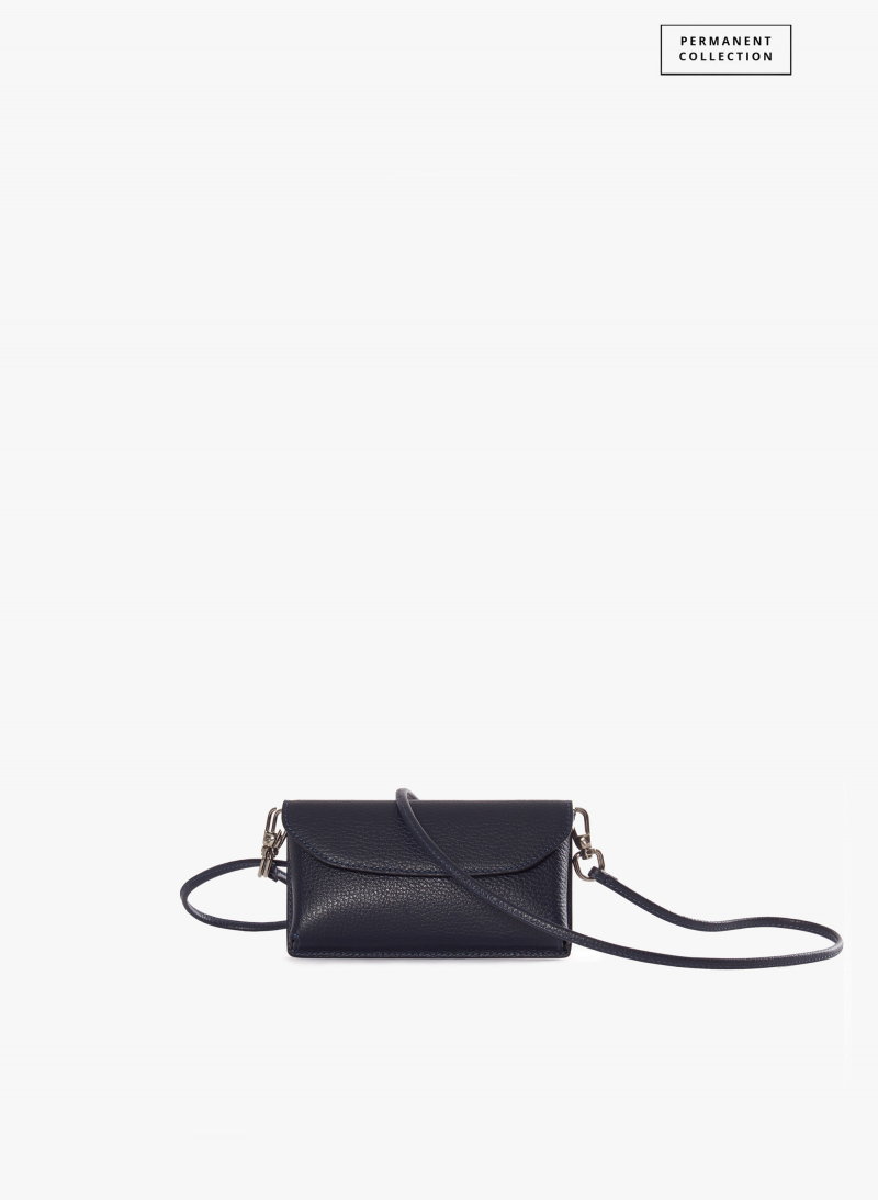 Blue genuine leather phone bag