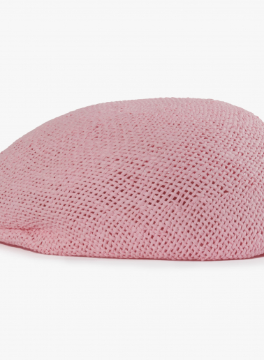 Pink straw flat cap
