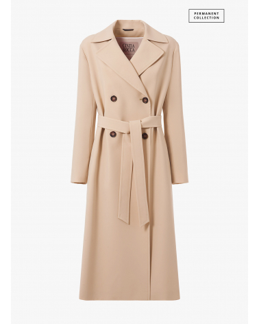 Maxi double breasted beige trench coat in rainproof technical fabric |