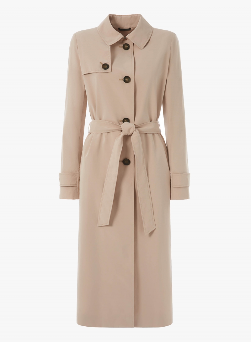 Rainproof technical nylon maxi beige trench coat | Cinzia Rocca