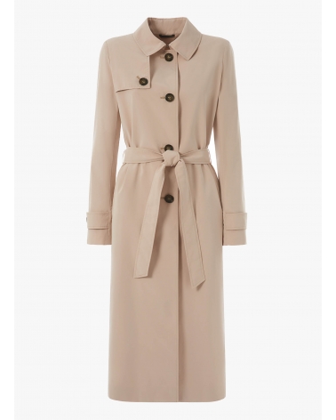 Rainproof technical nylon maxi beige trench coat | Cinzia Rocca