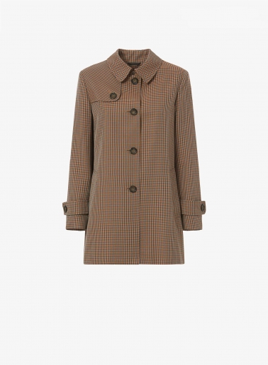 Brown overcoat in micro check pattern | Cinzia Rocca