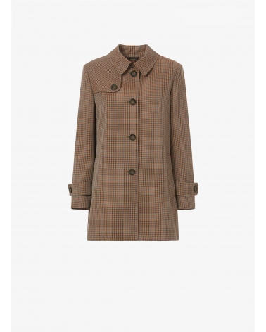 Brown overcoat in micro check pattern | Cinzia Rocca