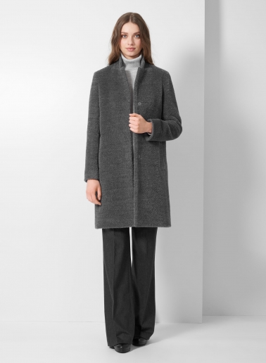 Grey wool and alpaca coat with inverted notch collar