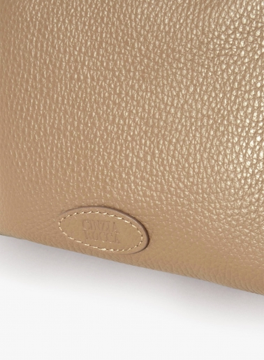 Light camel genuine leather crossbody bag with three compartments