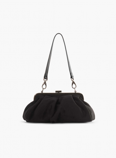 Black clutch bag in pure silk