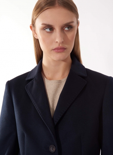 Blue pure cashmere coat with masculine cut