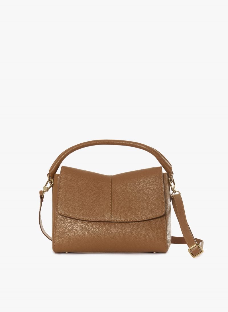 Tobacco color genuine leather handbag