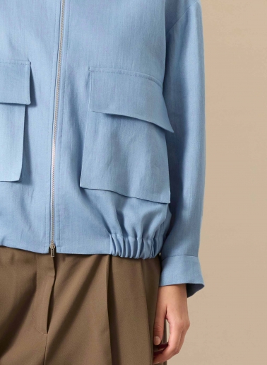 Light blue linen bomber jacket