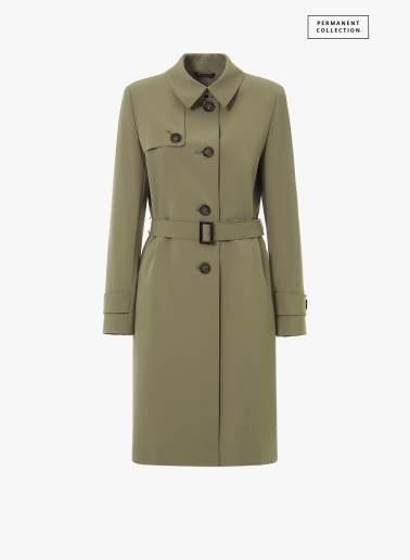 Single breasted military green trench coat in  technical fabric with h