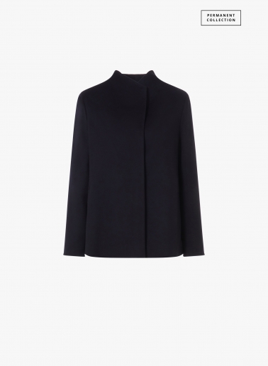 Blue pure wool jacket with high collar | Cinzia Rocca
