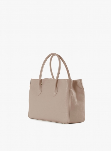 Pink genuine leather tote bag