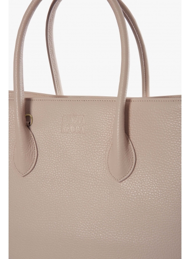 Pink genuine leather tote bag