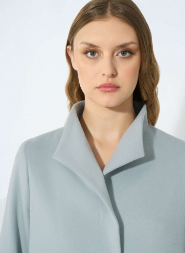 Light blue pure wool jacket with high collar