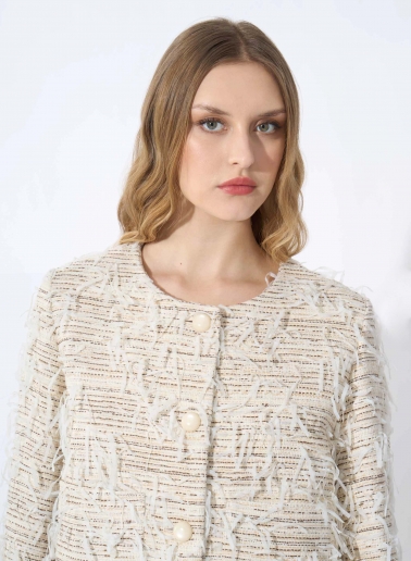 Beige jacket with fringes