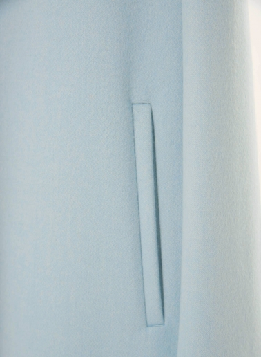 Two-tone light blue overcoat in pure double wool with inverted notch collar