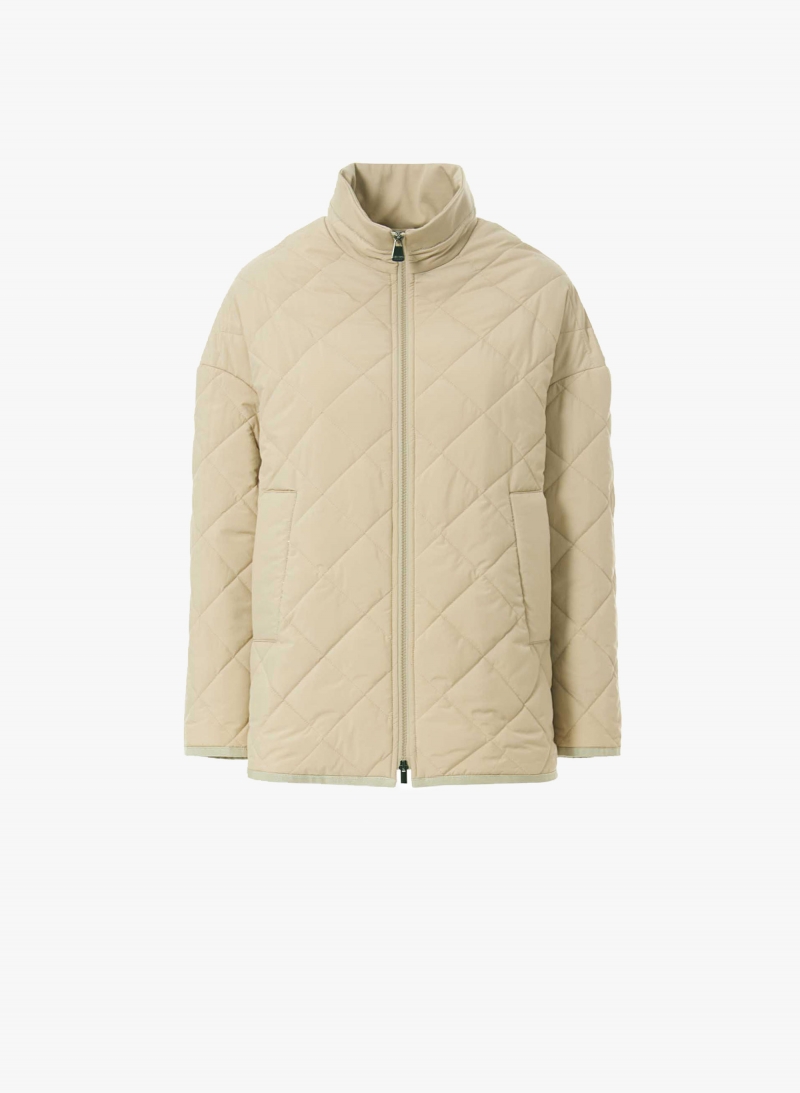 Beige quilted jacket in technical fabric with lurex details