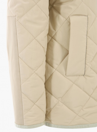 Beige quilted jacket in technical fabric with lurex details