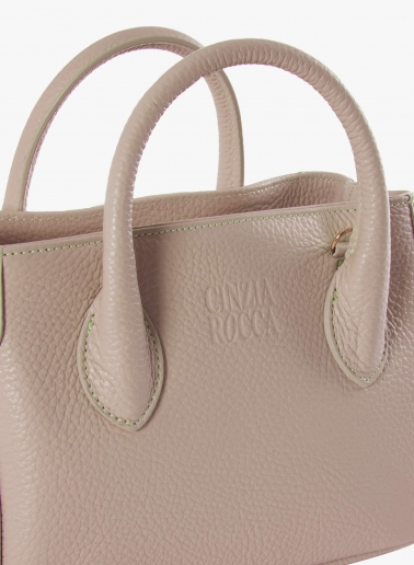 Mini pink genuine leather tote bag
