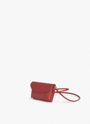 Red genuine leather phone bag