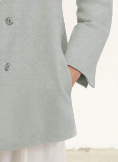 Grey pure wool jacket with high collar