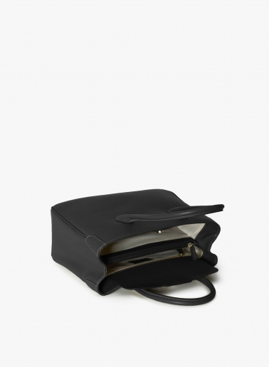 Black genuine leather tote bag