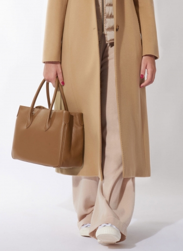 Tobacco color genuine leather tote bag
