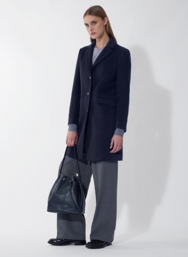 Blue pure wool coat with masculine cut