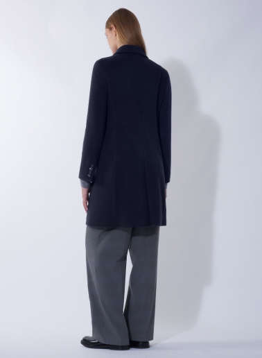 Blue pure wool coat with masculine cut