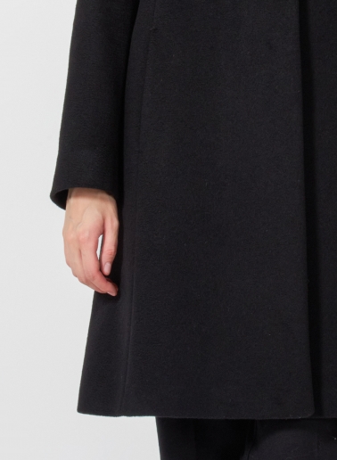 Flared black pure cashmere coat