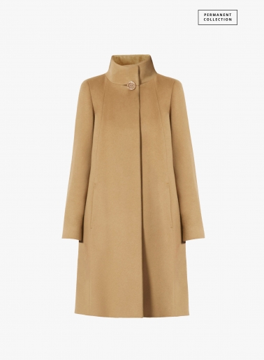 Flared camel pure cashmere coat