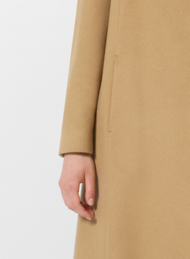 Flared camel pure cashmere coat