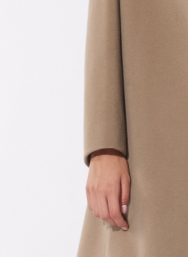 Dark beige wool and cashmere coat with high stand up collar