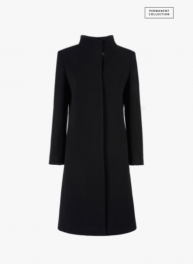Black wool and cashmere coat with high stand up collar | Cinzia Rocca