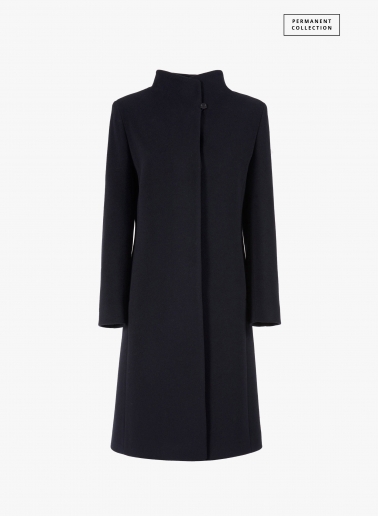 Blue wool and cashmere coat with high stand up collar | Cinzia Rocca