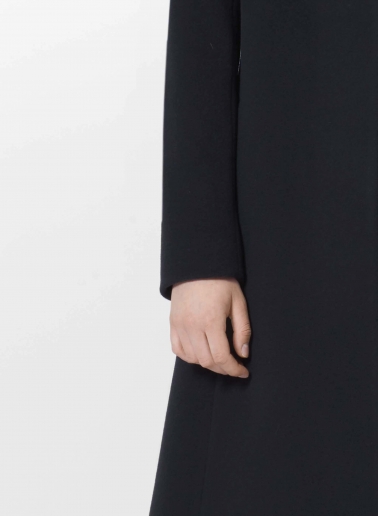 Blue wool and cashmere coat with high stand up collar