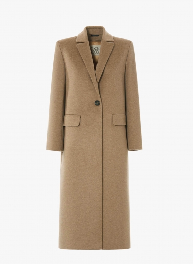 Maxi camel coat in pure cashmere with masculine cut | Cinzia Rocca