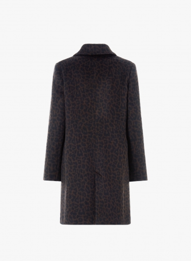 Two button coat with masculine cut and animal pattern