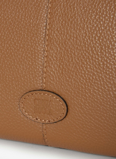 Tobacco colour leather handbag with strap
