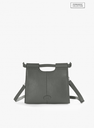 Grey leather handbag with strap | Cinzia Rocca